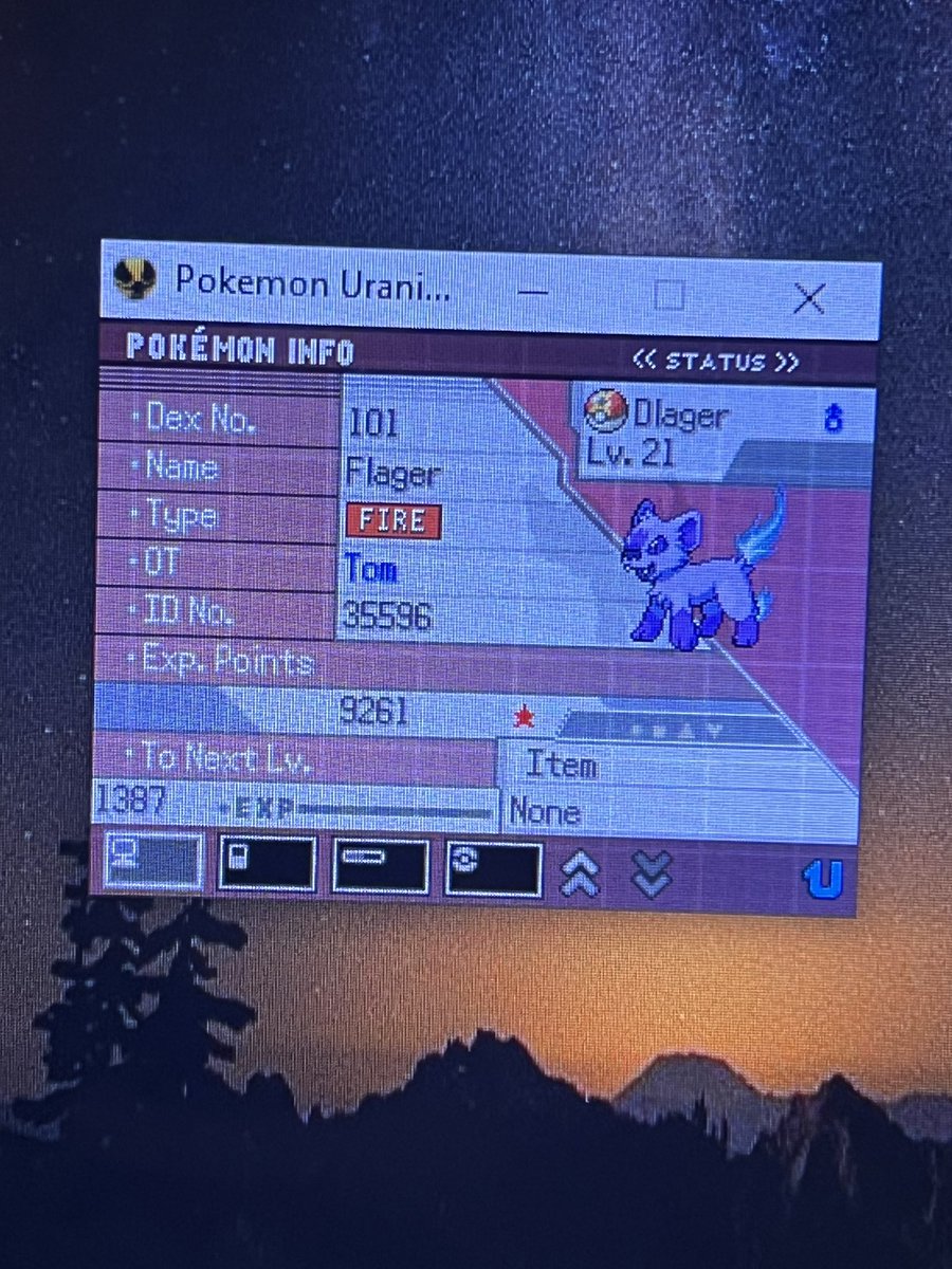 Tsgnwn's tweet photo. Shiny flager after 218 random encounters in uranium with shiny charm (107/194) #pokemon #shinypokemon #flager #pokemonuranium https://t.co/BHHnsJoNoB