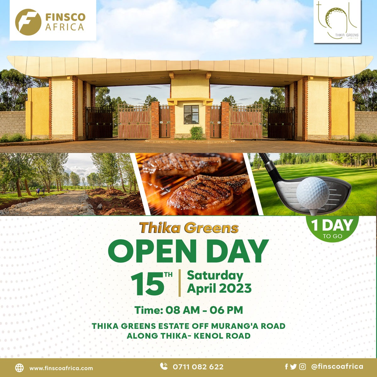 Join us this Saturday for an Open Day at Thika Greens and explore what could be your new residence.
Enjoy early bird prices on fully serviced residential plots from only KES 6.7M

☎️ 0711 082 622 
Send us an email on: sales@finscoafrica.com
#finscoafrica
#Thikagreens