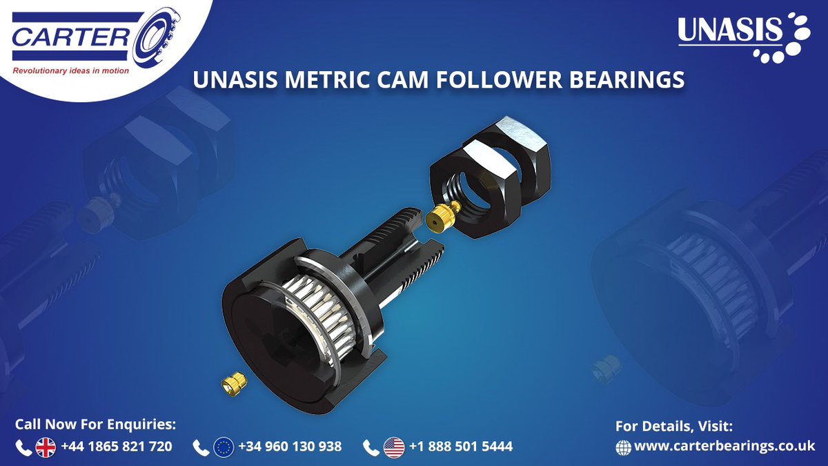 carterbearings's tweet photo. UNASIS metric #camfollower bearings have many key benefits that make them suitable for critical applications. They are not only easy to install & maintain but also require minimal lubrication and replacement. For details & enquiries, please call +44 1865 821 720
#Carterbearings https://t.co/paC6oPJ9Bl