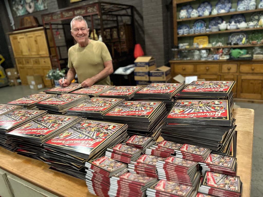 JimmyBarnes's tweet photo. I’ve just got home and they’ve put me straight to work. It’s great to see, feel and hear the finished record. I love how this special project’s turned out. Have a great weekend. The @barnestormers coming your way.

Pre-order here: https://t.co/SPd8BicD6s https://t.co/JInvUqGQAs