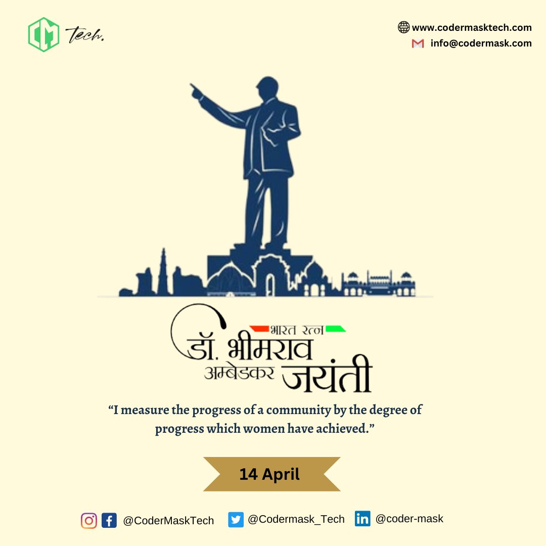 Codermask_Tech's tweet image. “I like the religion that teaches liberty, equality and fraternity.”
― Bhimrao Ramji Ambedkar

#BhimraoRamjiAmbedkar #Codermask #codermasktech #BRAmbedkar #ambedkarites #BhimraoAmbedkarjaynti