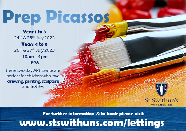 Our Prep Picasso's Camp is BACK this SUMMER!!
These two day camps are designed for children who love to get creative 🎨
<a href="/StSwithunsPrep/">St Swithun's Prep School</a>  #artcamp #littleartists #design #create #paint #sculpt #holidaycamp #Winchester #hampshire