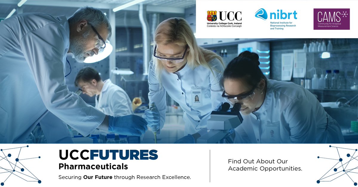 UCC Futures - Future Pharmaceuticals is advancing knowledge which underpins discovery, development and manufacturing from small molecules to bio pharmaceuticals. Applications are currently sought for 7 positions that support #UCCFuturePharmaceuticals 👇 ucc.ie/en/futures/fut…