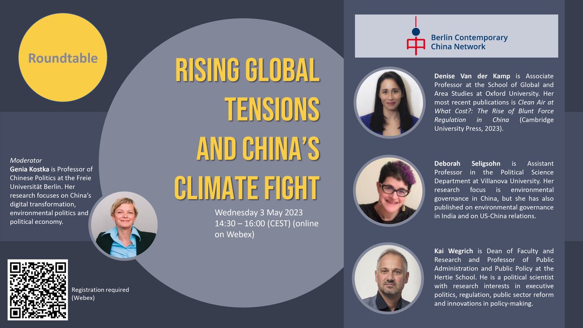 Genia_Kostka's tweet photo. Join our online roundtable to discuss China’s climate fight in the context of rising global tensions with amazing  @d_vanderkamp @DebSeligsohn @kaiwegrich1 
@BerlinBCCN
May 3rd, 2.30pm CET 📷online 📷 register here https://t.co/4DsUp36gSj https://t.co/oRxSkPFq5Z