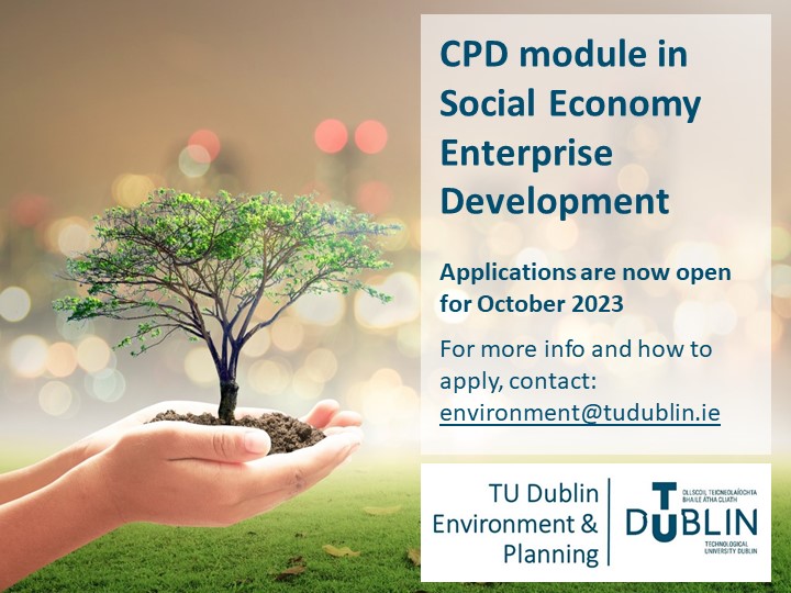 environment&planning (@tudublinenvplan) on Twitter photo Social Economy Enterprise Development is a 10-Credit CPD module at <a href="/SABE_TUDublin/">SABE_TUDublin</a>. The CPD provides students with a thorough understanding of social economy enterprise and enables students to engage within the sector.
Next course intake Sept 2023. Social Economy Enterprise Development is a 10-Credit CPD module at <a href="/SABE_TUDublin/">SABE_TUDublin</a>. The CPD provides students with a thorough understanding of social economy enterprise and enables students to engage within the sector.
Next course intake Sept 2023.