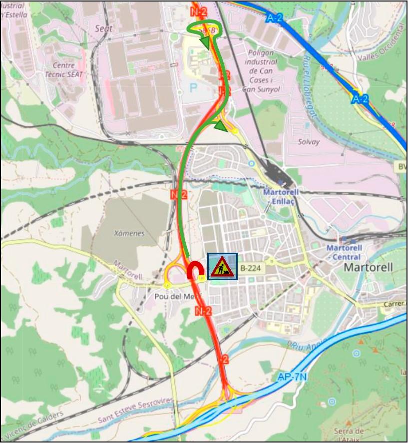 Afectación al tráfico por obras de rehabilitación del firme en la salida 25 de la AP-7 en Martorell (#Barcelona).

🔹Entre la noche del próximo lunes 17 a las 22:00 y las 5:00 horas del martes 18 de abril. 

Más información 📰👉bit.ly/41qeGf1

#DGCarreteras