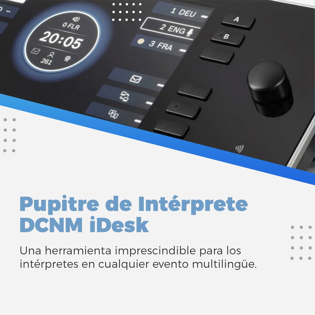 DitecAv's tweet photo. ¡Nuevo equipo disponible!

El pupitre de intérprete DCNM iDesk de Bosch es un equipo altamente eficiente y fácil de usar que brinda una experiencia de interpretación más intuitiva y eficiente. 

https://t.co/dZseUTITh7 https://t.co/guOoTjl11b