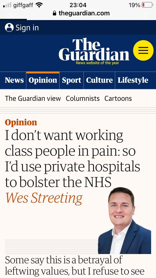 Let’s reword this as if from a Labour Democratic Socialist Shadow Health Secretary. “ My party believes in an NHS which is free at the point of need for every citizen of our country” . There, fixed it for you Wes…..