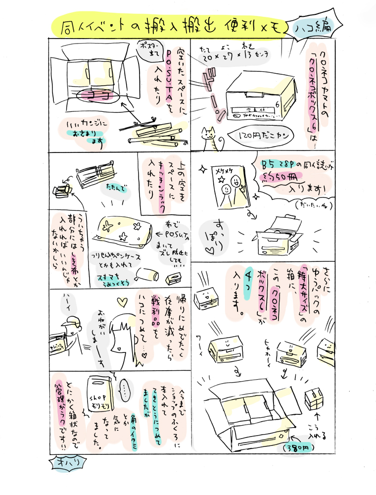 同人イベントの搬入搬出便利メモ（ハコ編）

■なにげなく同人誌をクロネコボックス6に入れてみたら思いのほか使い勝手が良かったのでまとめてみました。
そのまま段ボール箱に入れるより痛みなどが少ないのでオススメです！ハコLOVE。 https://t.co/6xrtEtTluy