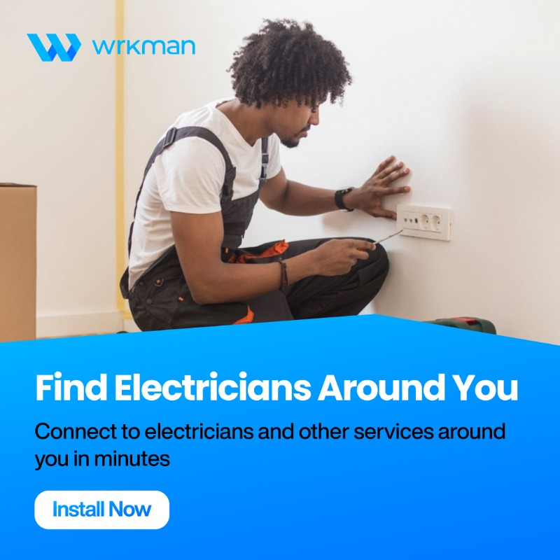 wrkmanHQ's tweet photo. Need an electrician? Find a reliable electrician around you in minutes 👨‍🔧

Install the wrkman app today.
