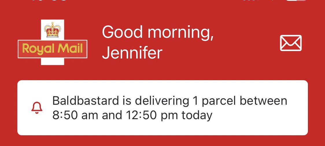 briefly returning to twitter to share the name of the postie for my mum’s parcel