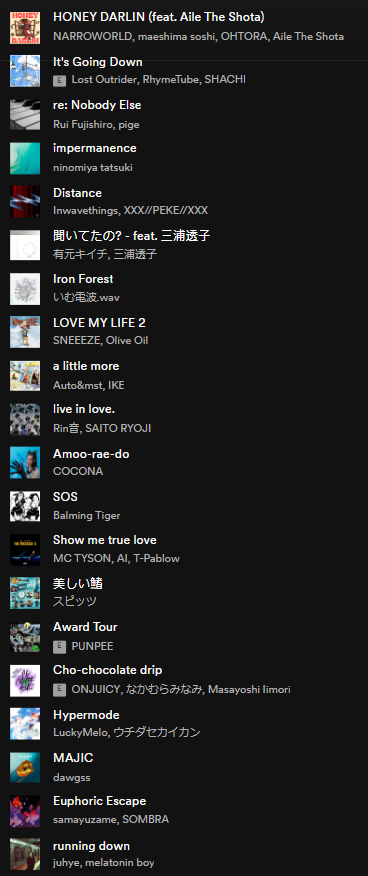 sasakrect_2019's tweet photo. ◤#Spotify 4/14◢

ササクレクトstaff 今週のおススメ曲

NARROWORLD,Aile The Shota
Lost Outrider,RhymeTube,SHACHI
Rui Fujishiro,pige
ninomiya tatsuki
Inwavethings
Keach Arimoto
いむ電波.wav
Rin音
MC TYSON
PUNPEE
LuckyMelo
dawgss
juhye

など計20組

https://t.co/lOTB0Cp3La https://t.co/OXiGIk1M2e