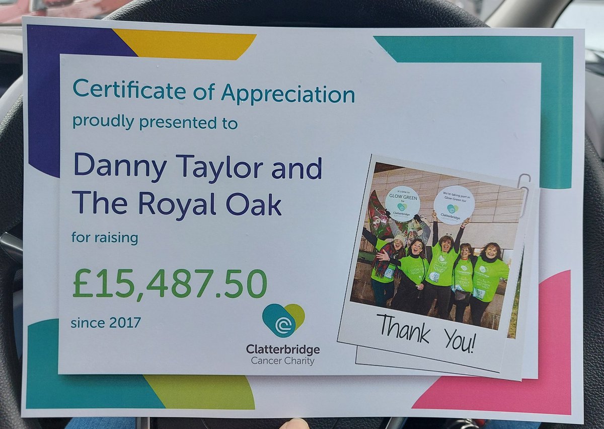 Well thats not bad for 4 years of fundraising is it! 💚💚 Thanks again to everyone who has helped so far! 👏🤝
<a href="/ClatterbridgeCC/">Clatterbridge Cancer Charity</a> <a href="/TheRoyalOak23/">The Royal Oak</a>