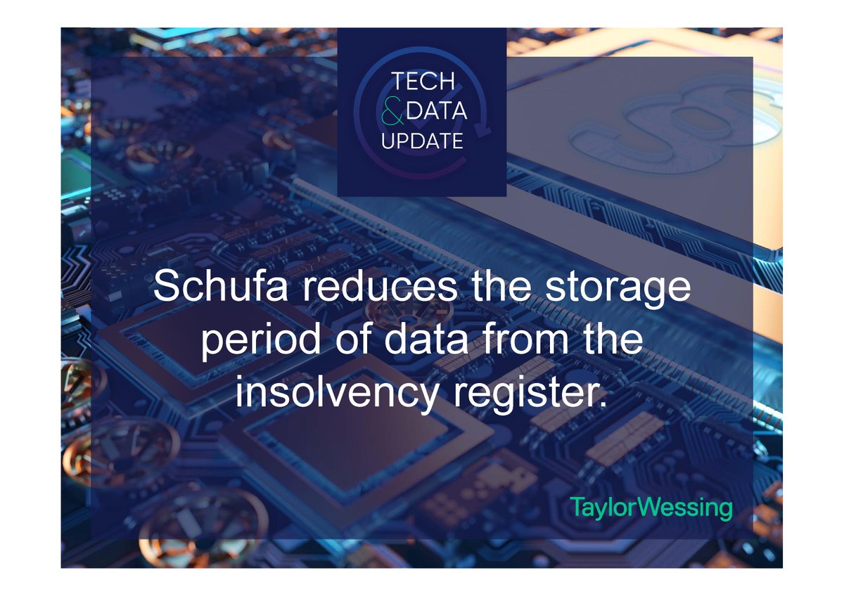 techdata_update's tweet image. After the conclusion of a private insolvency, the data of those affected will only be stored by the credit agency Schufa for six months in the future. This was announced by Schufa on March 28, 2023. The credit agency is thus reacting to an upcoming ruling by the ECJ.