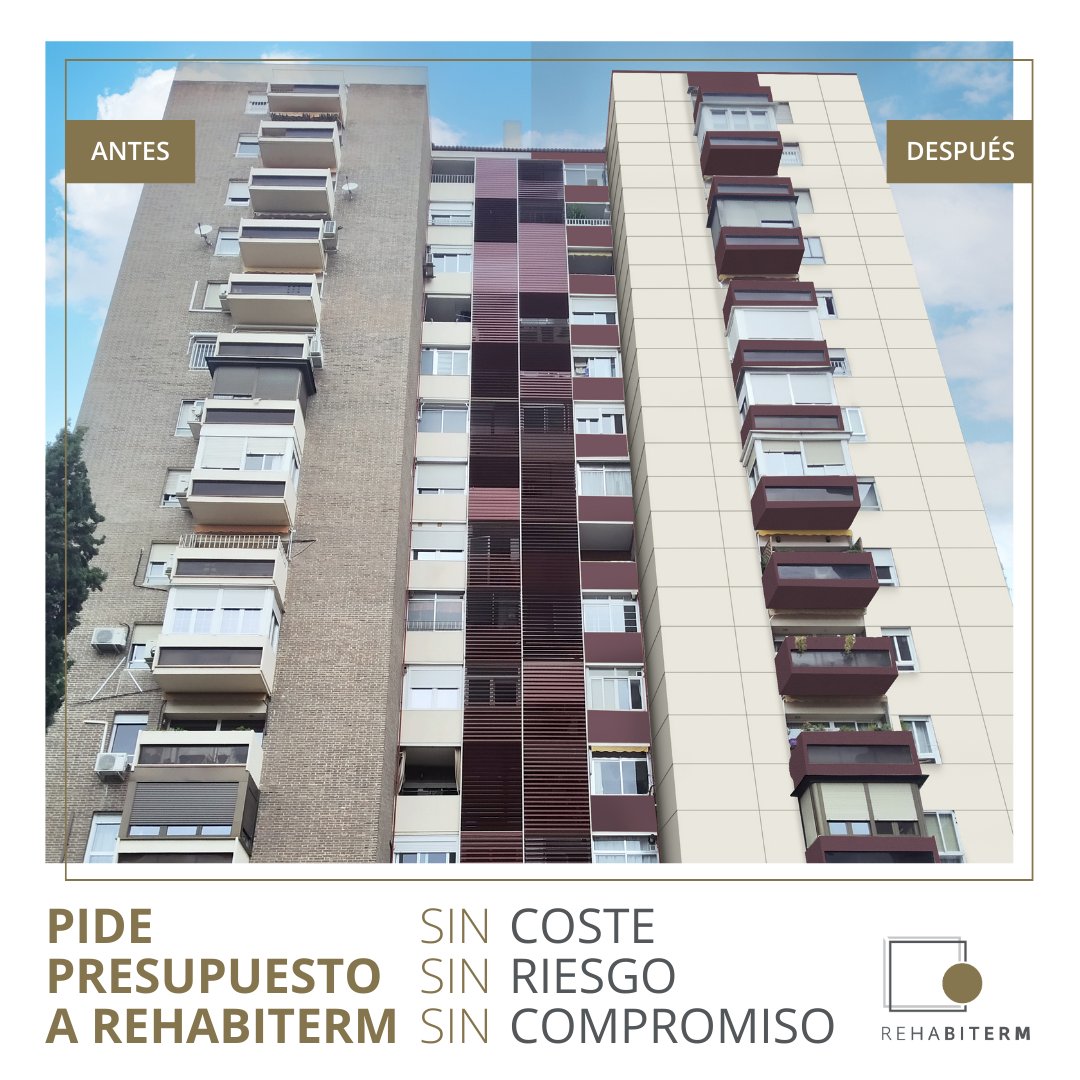 ¿Estáis buscando una forma de revalorizar vuestro edificio, mantenerlo en buenas condiciones y mejorar su apariencia? La #rehabilitación energética es la solución que estáis buscando.👌¡Pedid presupuesto a #Rehabiterm sin coste, ni riesgo, ni compromiso! 🏢