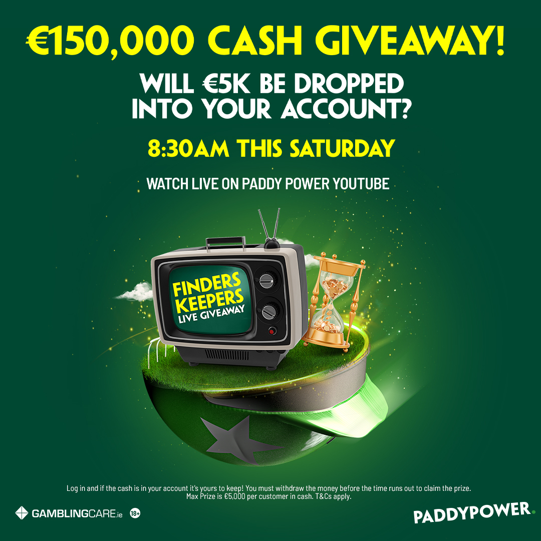 paddypower's tweet photo. 🚨FREE BET 🚨

💰Finders Keepers is back tomorrow from 8:30AM with up to 150K to be won, so we're giving away some free bets.  

🔁Quote Tweet with #FindersKeepers to be in with a chance to win one of 3 x £/€50 free bets.  #AintreeFestival #GrandNational 

🔞18+ BeGambleAware https://t.co/fHmDOmQRxZ