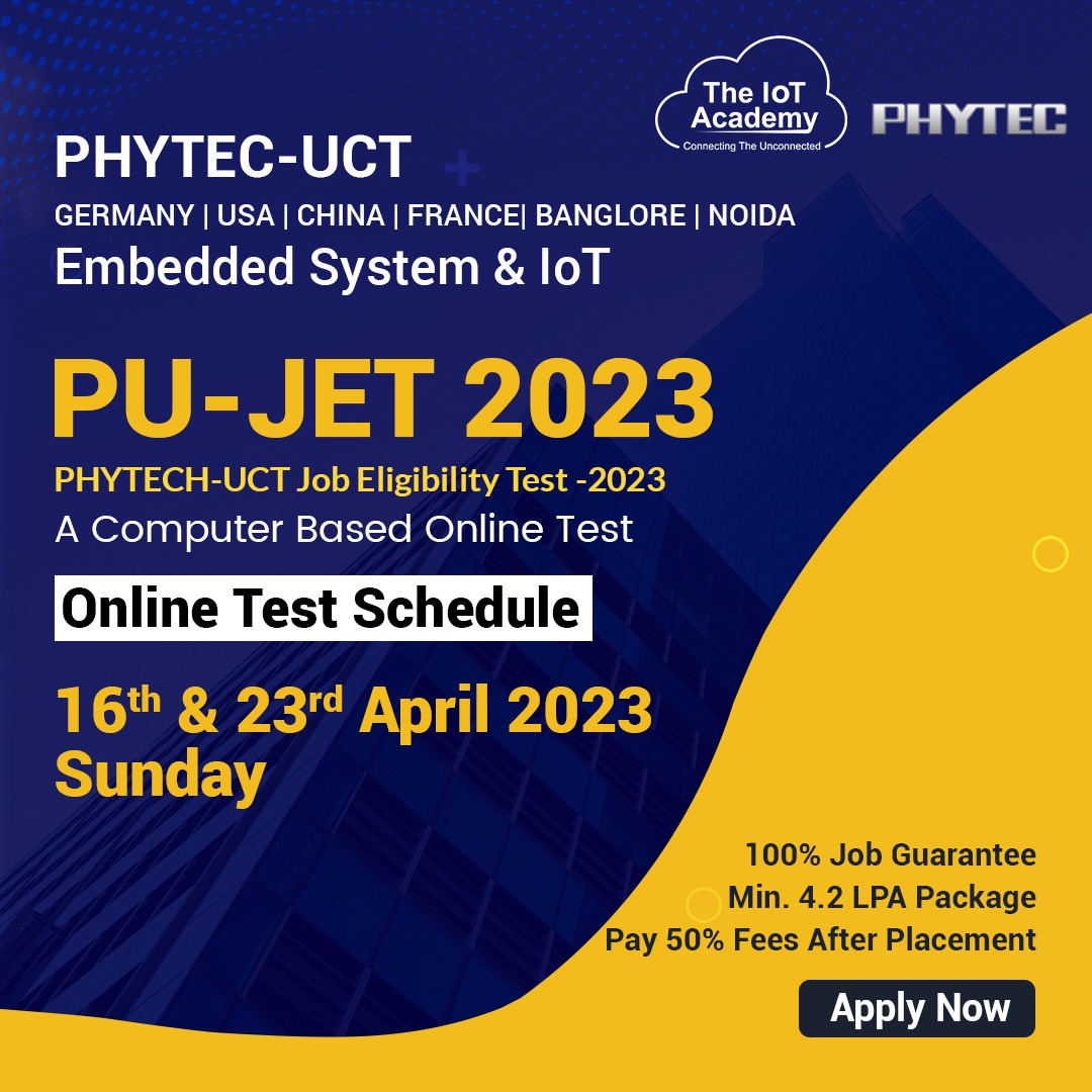 Enroll in our 100% Job Guaranteed program by giving the PHYTEC-UCT Job Eligibility Test 2023
The demand of professionals in Embedded Systems is increasing everyday 
Apply now from link below !
forms.gle/P4nfPiBkvZjZMd…
#TheIoTAcademy #phytec #enroll #guarantee #program #applynow