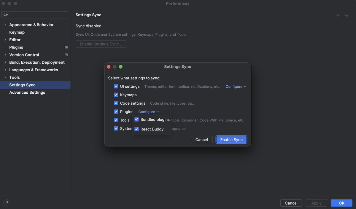 reactbuddy's tweet image. #WebStormTip Did you know you can fine-tune settings sync in @WebStormIDE?