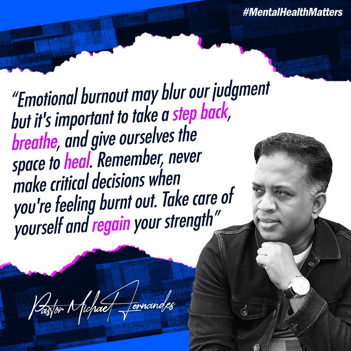 PastorMichaelF's tweet photo. "Don't Let Burnout Take Over: The Need to Prioritize Mental Health in Decision-Making"
#ksm #karunasadanministries #burnout #emotional #breathe #mentalhealth #mentalhealthmatters #emotional #love #michaelfernandes https://t.co/wzL5fwh41e