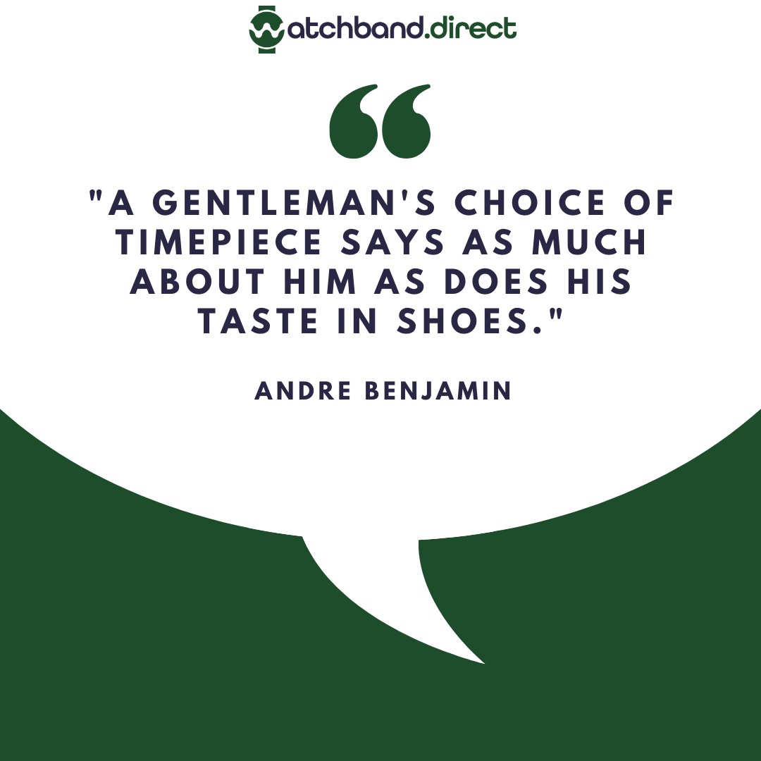Your watch is more than just a timepiece, it's a reflection of your style and sophistication. As Andre Benjamin said, 'A gentleman's choice of timepiece says as much about him as does his taste in shoes.' 

 #watchband #watchaccessories #watchstyle #mensfashion #timepiece