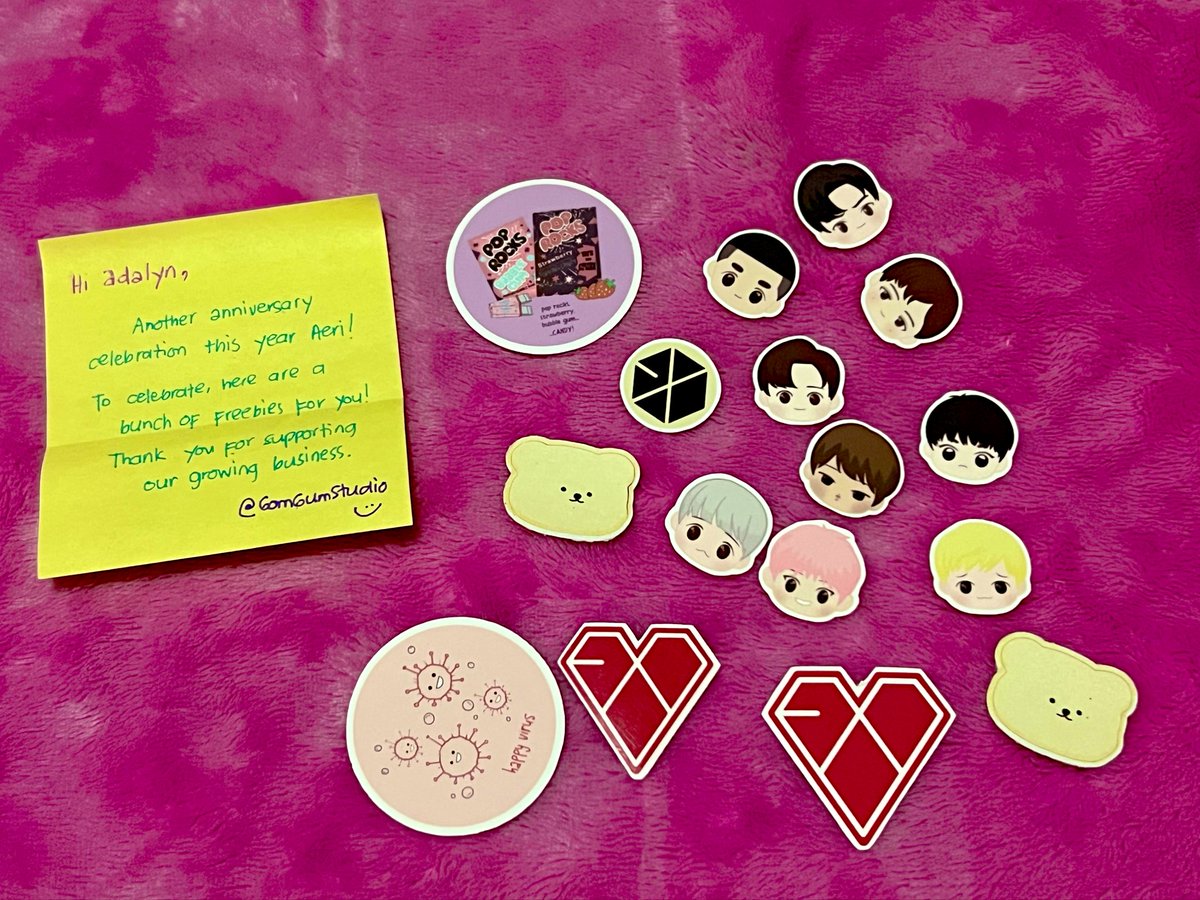 Seller also got me some freebies and a sweet EXO anniversary note! Thanks so much! Na-touch ako! 🥺🤍 <a href="/gomgumstudio/">Gom Gum Studio</a>