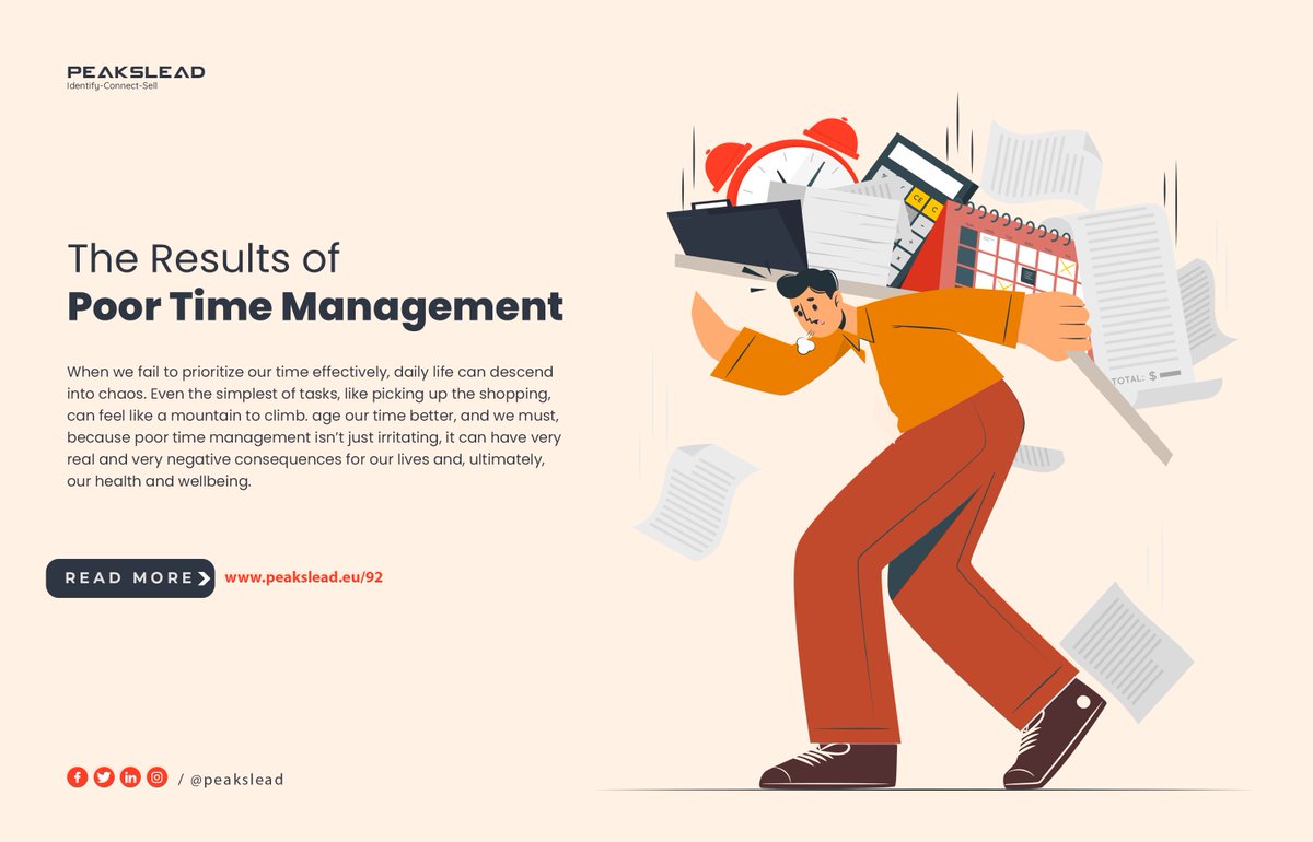 peakslead's tweet photo. When we fail to prioritize our time effectively, daily life can descend into chaos. Even the simplest of tasks, like picking up the shopping, can feel like a mountain to climb.

Read more: https://t.co/kzRT93tjCg

#LeadGeneration #Startup #Management https://t.co/pAa7C46Wgy