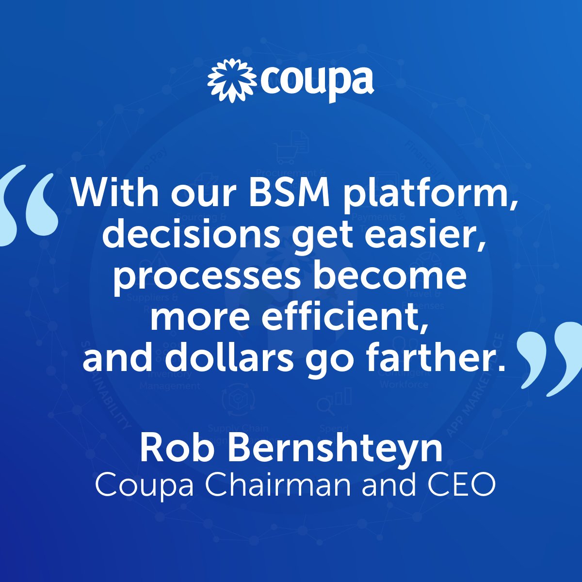 AndreDSandersJr's tweet photo. Today at #CoupaInspire we announced the new Coupa Platform Innovations. Excited to help your organization make spend decisions that drive purpose, profitability, and productivity! @coupa https://t.co/t2jg8R144P https://t.co/1tRLfW1Jh7