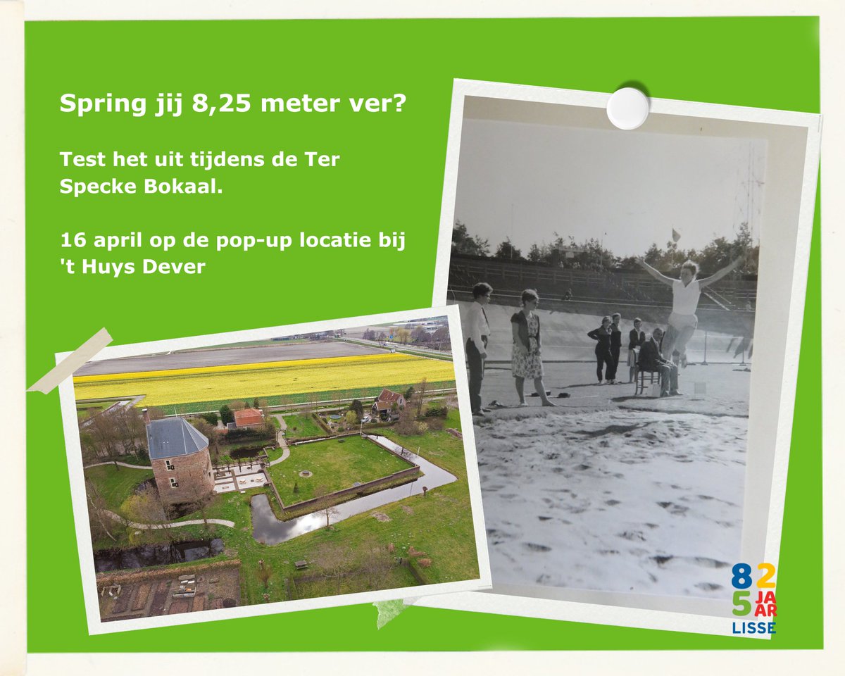 8.25 meter verspringen voor 825 jaar Lisse? 💪 Dat kan op zondag 16 april bij ’t Huys Dever. Niet alleen de Nederlandse atletiek-top, maar ook jij mag een sprong wagen! 

Bekijk het hele programma van 825 jaar Lisse op 👉 visitduinenbollenstreek.nl/nl/regio/lisse…