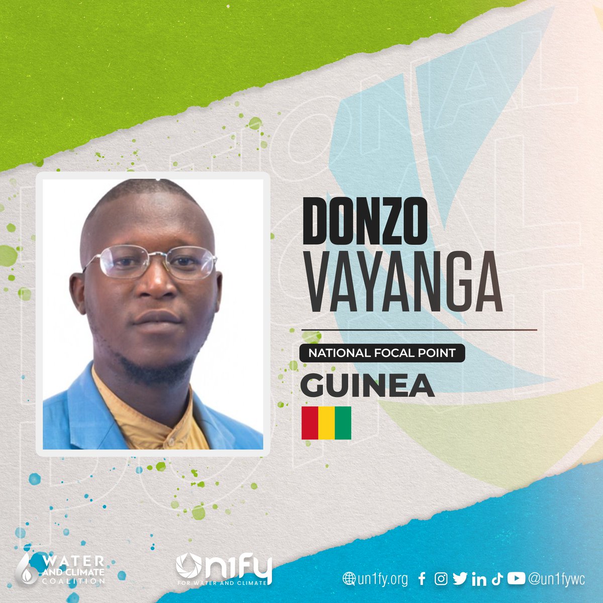 Introducing our National Focal Points for Guinea, Vayanga Donzo and Tall Ismael. Are you from Guinea and willing to advocate for water and climate? You can reach them via email at guinea@un1fy.org #un2023waterconference #WaterAction #youthadvocates #un1fy #un1fywc