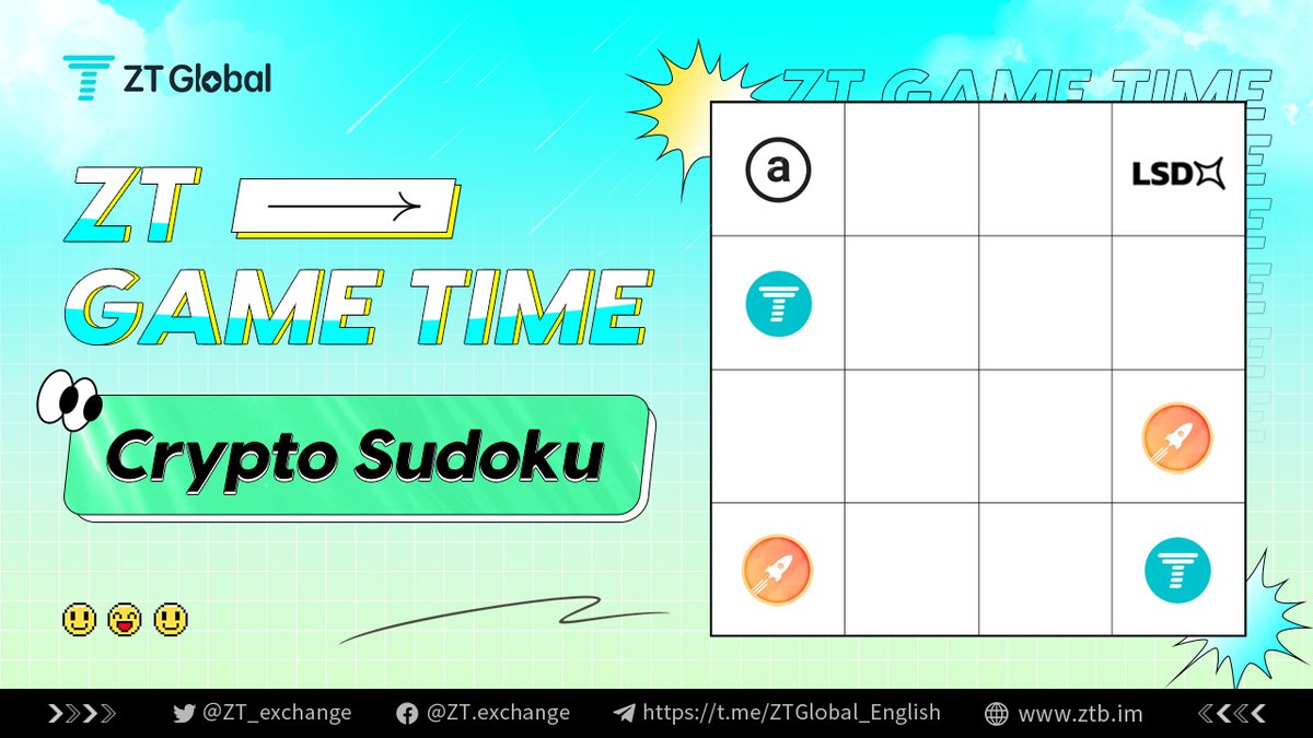 🌞Happy weekend, everyone~ 
👀Enjoy your weekend &amp; play with someone

🧩#ZTGAMETIME-𝐂𝐫𝐲𝐩𝐭𝐨 𝐒𝐮𝐝𝐨𝐤𝐮

🔹Follow <a href="/ZT_exchange/">ZT</a>
🔹Rt,❤️&amp; @ 3Frds
🔹Comment the CORRECT answer with hashtag #ZTGAMETIME

🎁10 ppl will be randomly picked to split 488888 $FLOKI

⏰48H