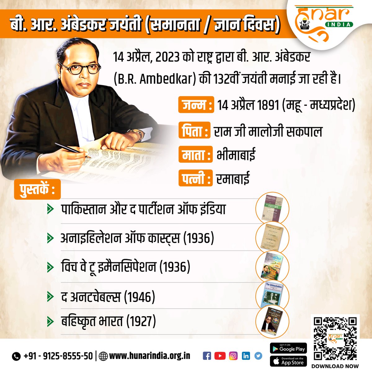 HunarIndiaOrg's tweet photo. 14 अप्रैल, 2023 को राष्ट्र द्वारा बी आर अंबेडकर (B R Ambedkar) की 132वीं जयंती मनाई जा रही है।
#हुनरइंडिया #knowledgebooster
ऐसी ही और भी महत्त्वपूर्ण जानकारियों के लिए हमें फॉलो करें!
.
.
.
.
.
#AmbedkarJayanti2023 #JaiBhim #Ambedkar #14Aprile #hunarindia https://t.co/CUi7L5gk3k