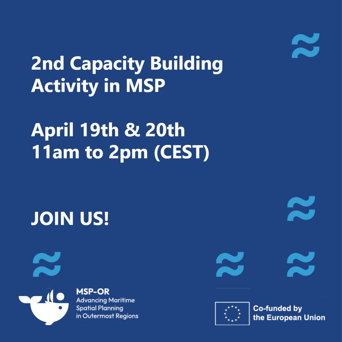 Looking for improving your knowledge and skills on #MSP? 

Join @MSPforRUP 2nd capacity building workshop on crucial topics in the MSP processes:
🔵Social impact assessment & adaptative plans
🟠Stakeholder engagement
🔵Monitoring & evaluation phase

🔗msp-or.eu/eventos/milest…