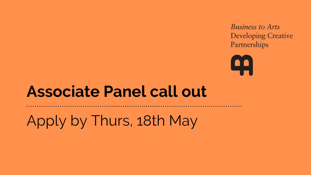 businesstoarts's tweet photo. Calling all freelance cultural producers, curatorial assistants, fundraisers, graphic designers, and more - we're looking for great creative talent to add to our Associate Panel for project work.

Think you might be a good fit? Read more: https://t.co/gut6QJF30o https://t.co/zhv1DpOwhp