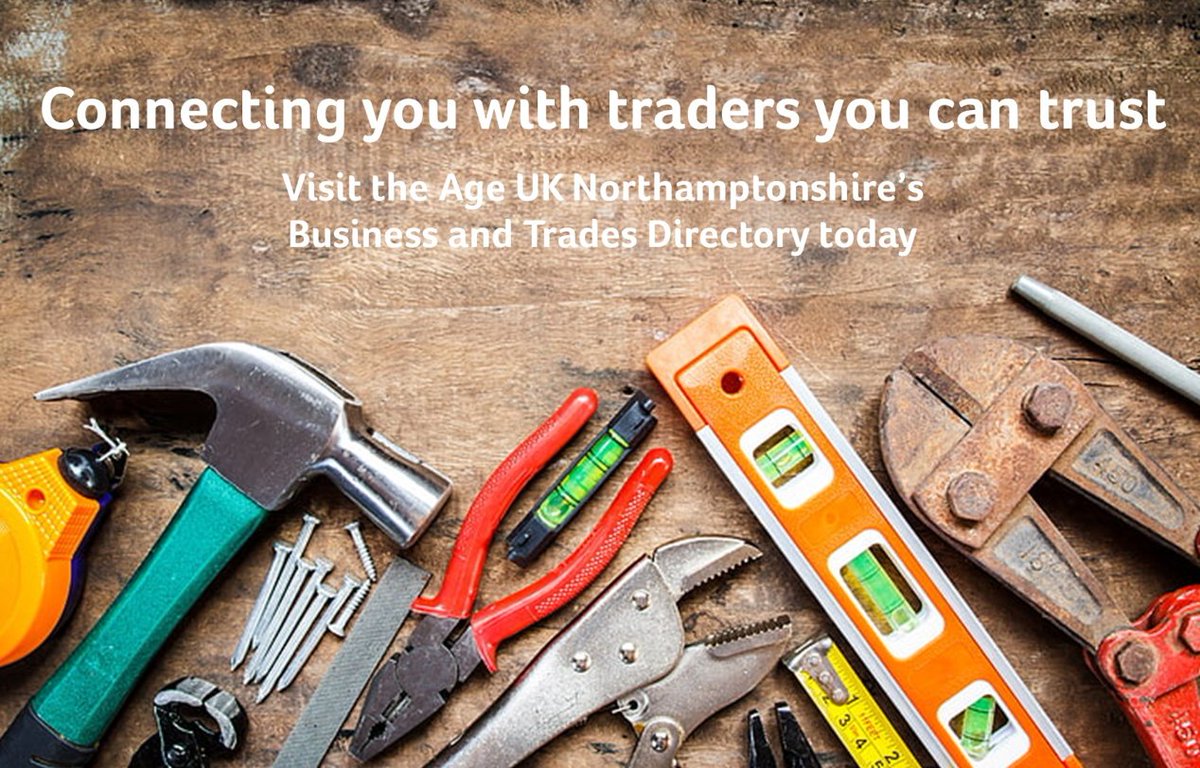 Visit the Age UK Northamptonshire’s #BusinessandTrades #Directory today! You’ll find #builders #plumbers #electricians #rubbishclearance and many more. Call us on 01604 611200 or visit our website bit.ly/3b83Q8x #trustedtrader #northamptonshire #improvelaterlife