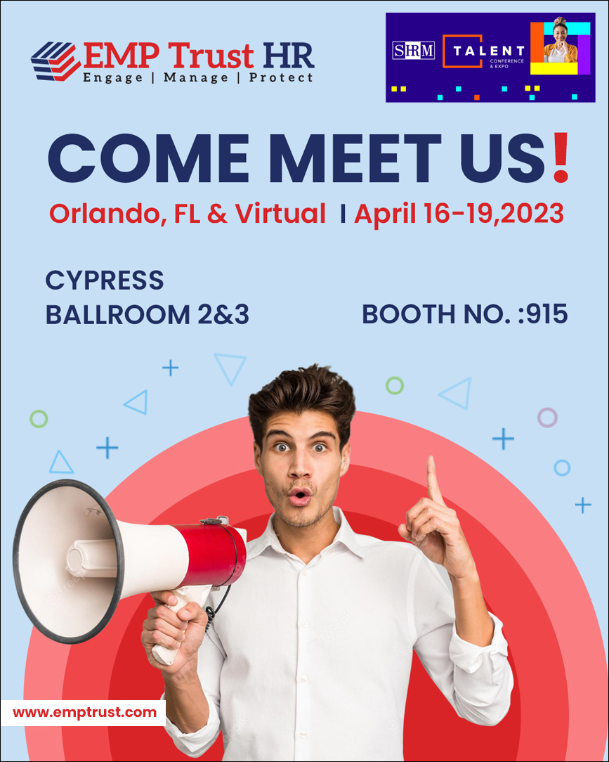 EMPTrust's tweet image. We’re super excited to be exhibiting at the SHRM Talent Conference &amp;amp; Expo. [Orlando, FL from APR 16-19]
Learn more:  hubs.ly/Q01LsPS10

📍Visit us at Booth no.: 915, Cypress Ballroom 2 &amp;amp; 3.
#shrmtalentconferenceandexpo #shrmtalentconference #emptrusthrsolutions #talentexpo