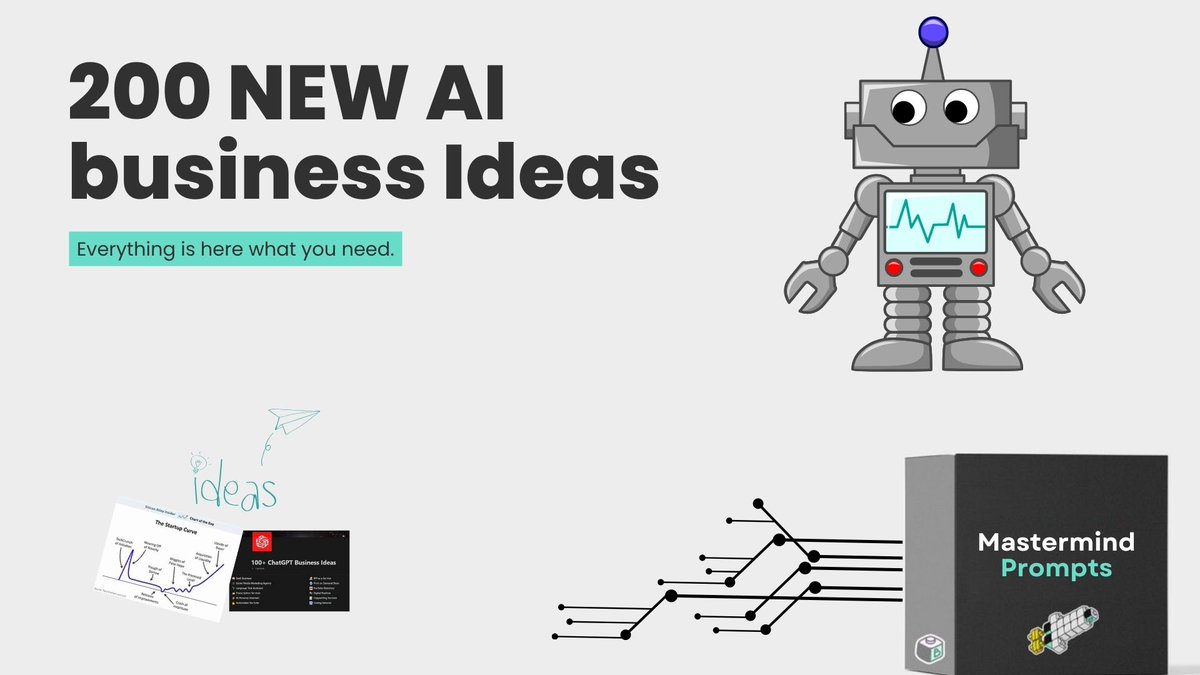 MakerThrive's tweet image. AI is a superpower.  

I write 200 NEW AI startup business ideas to start 
right now and take advantage of the opportunity.  

I&apos;m giving it away for 48hr FREE.  

BONUS: Mastermind prompts Included.

To get it: 

Follow, Retweet, Comment &apos;send&apos;  &amp;amp; 
I&apos;ll DM it to you, for free.