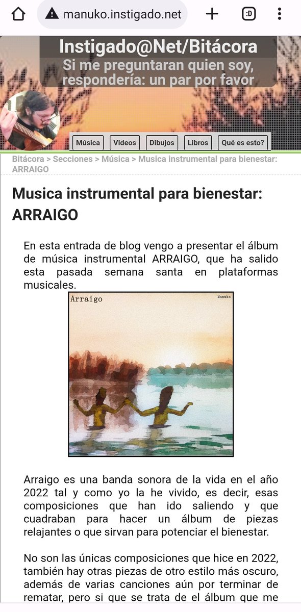 🗞️🎧Music Music News News 🎧🗞️

Bueno, pues después de días haciendo promo de mi último trabajo ARRAIGO...

...hoy toca comentar que también he hablado de ello en el último artículo de mi bitácora: manuko.instigado.net/29-articulo-ar…

Ahi están los enlaces a todos los lugares y tal... 🤗
