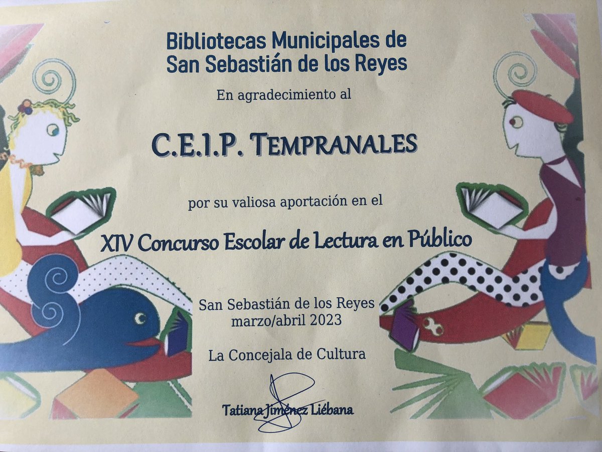 El Colegio ha participado en el Concurso Escolar de Lectura en Público organizado por las Bibliotecas Municipales. Enhorabuena a Martina de quinto y a Pablo de cuarto por haber sido finalistas. #AnimaciónLectura Proyecto de la Literatura a nivel de centro del Segundo Trimestre