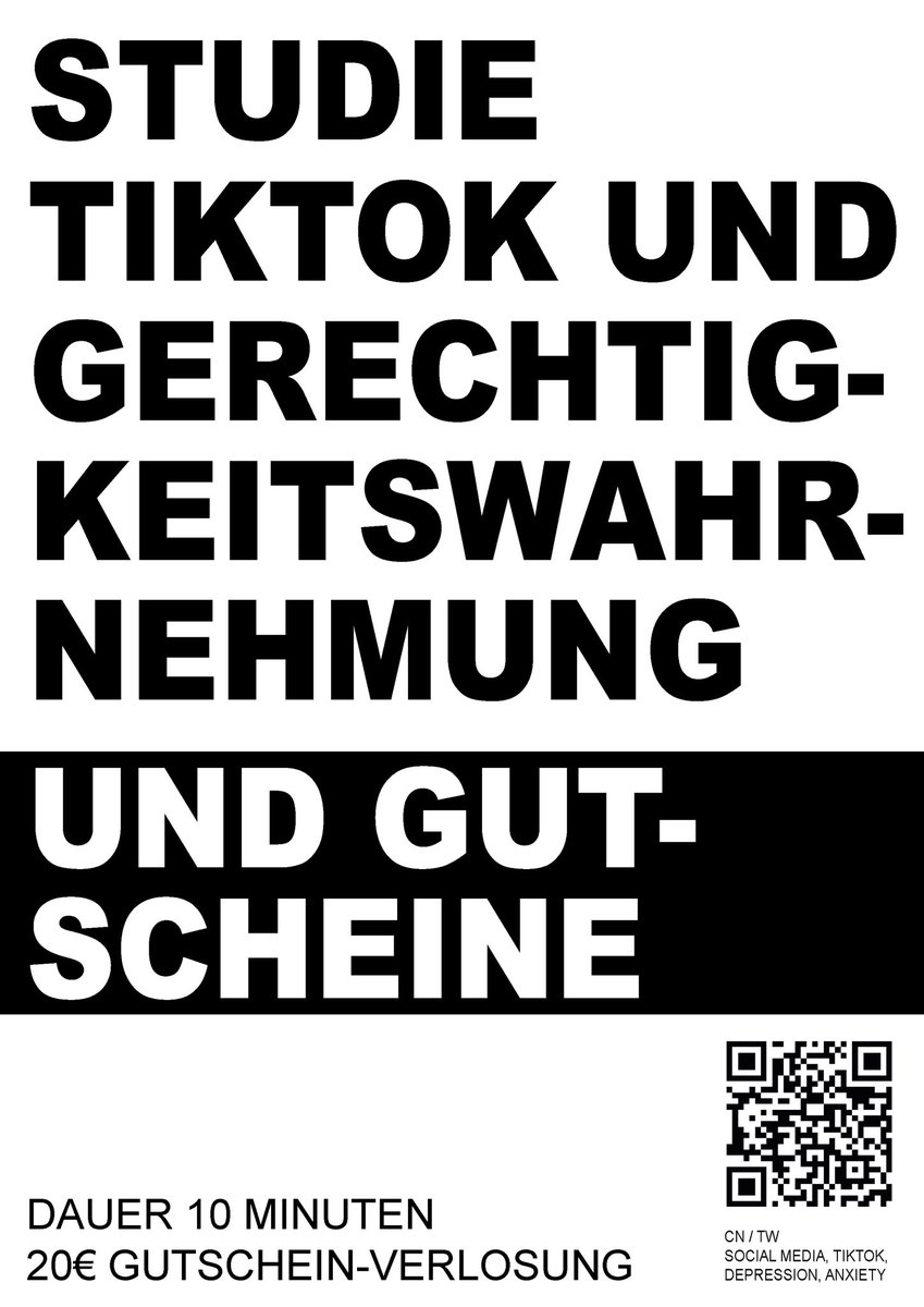 Hello! Ihr würdet mir einen riesigen Gefallen tun, wenn ihr an der Studie teilnehmt (+ eine Verlosung &amp; es dauert nur 10 min - gerne auch RT)
Wer TikTok nicht als App hat, einfach am Rechner machen:)
ww2.unipark.de/uc/Examen/fe87/

#socialmedia #tiktok #sozialemedien #psychologie