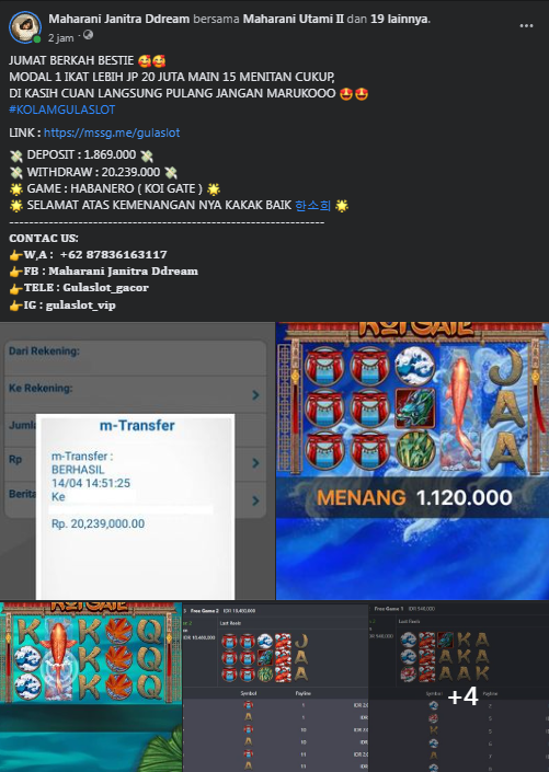 gula_vip's tweet photo. Jackpot 20juta nihh bosskuu di kolam GULASLOT, Yuk mancing sini gaess, kolam nya lagi bagi2 THR nihhh! Buruannn Cobain hoki nya dsni bosku!
Link : https://t.co/L7oRShsYk0
#gulaslot #pragmaticplay #starlightprincess #maxwin #bigwin #slotgacor #jpterus #eventkoigate #luckywheels https://t.co/GB6Iw21lkV
