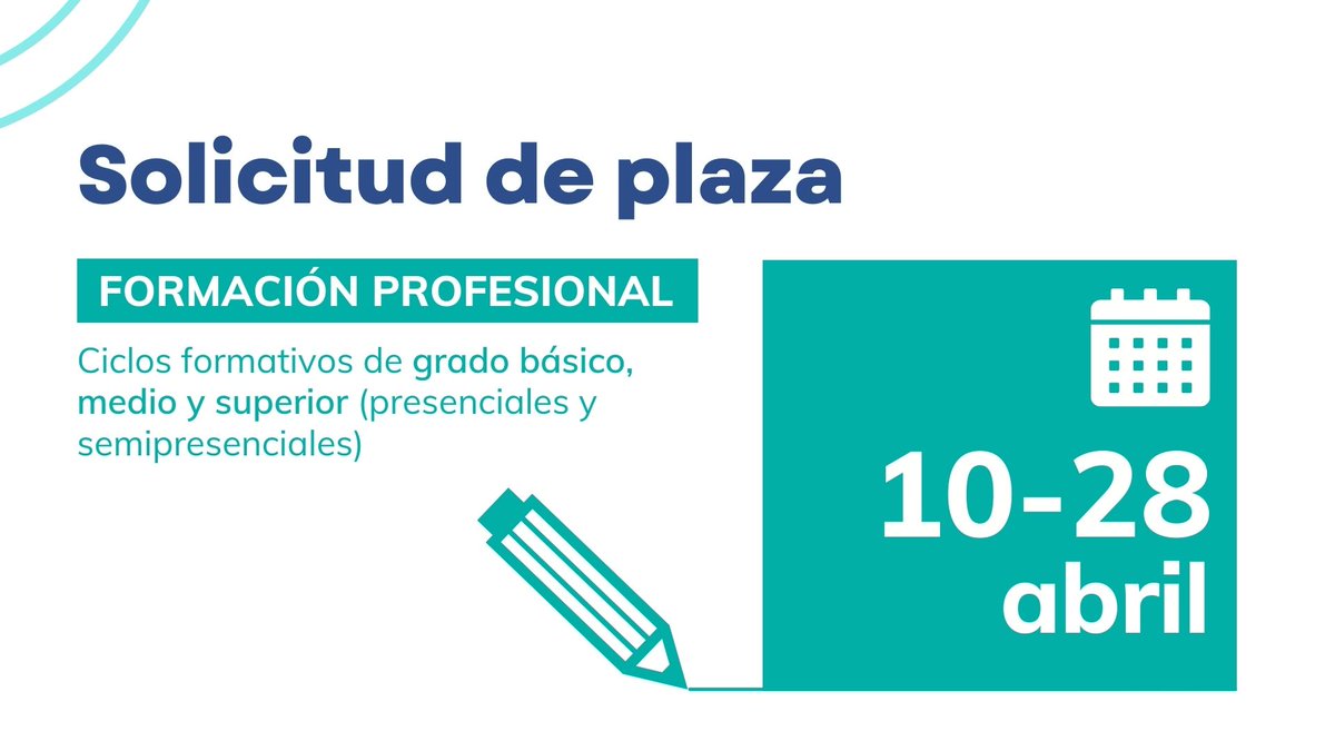 📢Recuerda
Ya está abierto el plazo de admisión para las enseñanzas de Formación Profesional

‼️No lo dejes pasar

Más información:

✅Grado Básico👇
gobiernodecanarias.org/educacion/web/…

✅Grado Medio y Superior👇
gobiernodecanarias.org/educacion/web/…