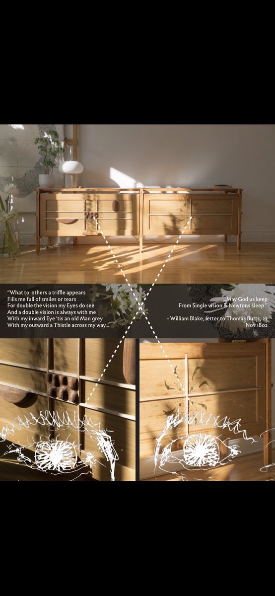 Credenza design exploring the experience of double vision. Inspired by William Blake.