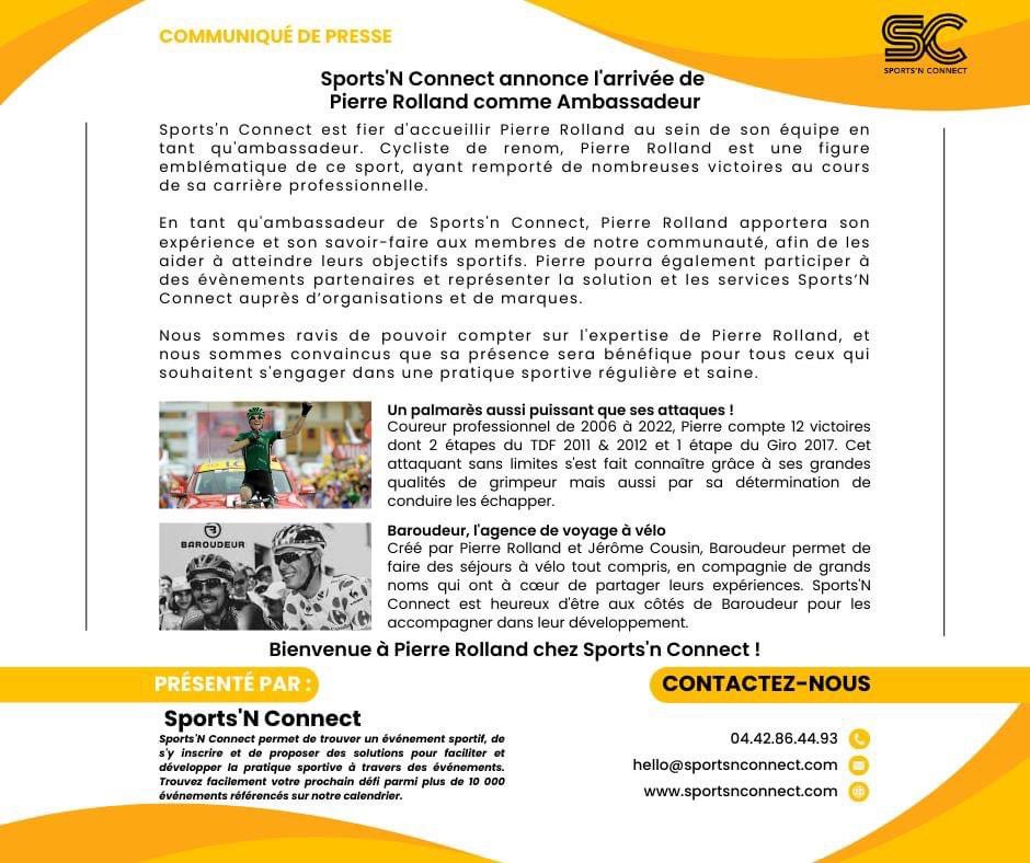 Bienvenu à <a href="/PierroooRolland/">Rolland Pierre</a> dans la Team <a href="/sports_nconnect/">Sports'N Connect</a> 

Notre mission commune est de créer des vocations et d'aider les sportifs à avoir une pratique saine et régulière.

S’inscrire à un événement renforce l’assiduité alors trouve ton prochain défi sur sportsnconnect.com/calendrier-eve…