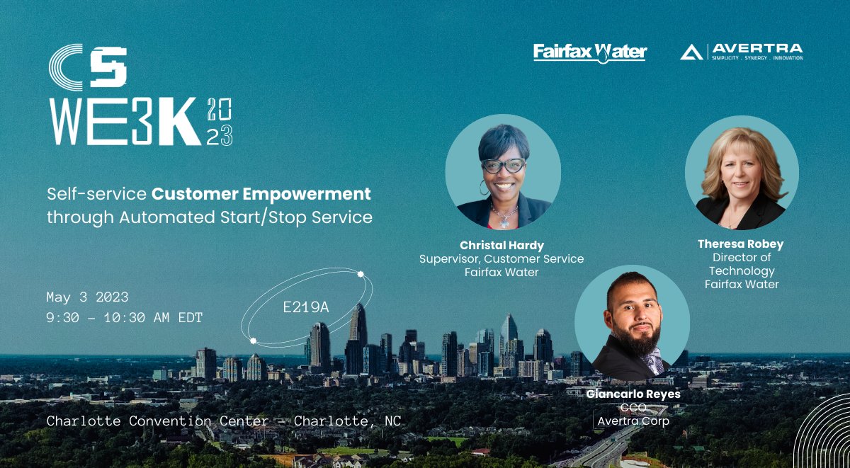 🚀Join us on May 3rd at @CSWEEK as our experts from <a href="/fairfax_water/">Fairfax Water</a> &amp; Avertra dive into our partnership in which the start/stop process was streamlined &amp; automated to elevate the #customer experience &amp; provide workforce empowerment!

👉 bit.ly/3GqLQ68