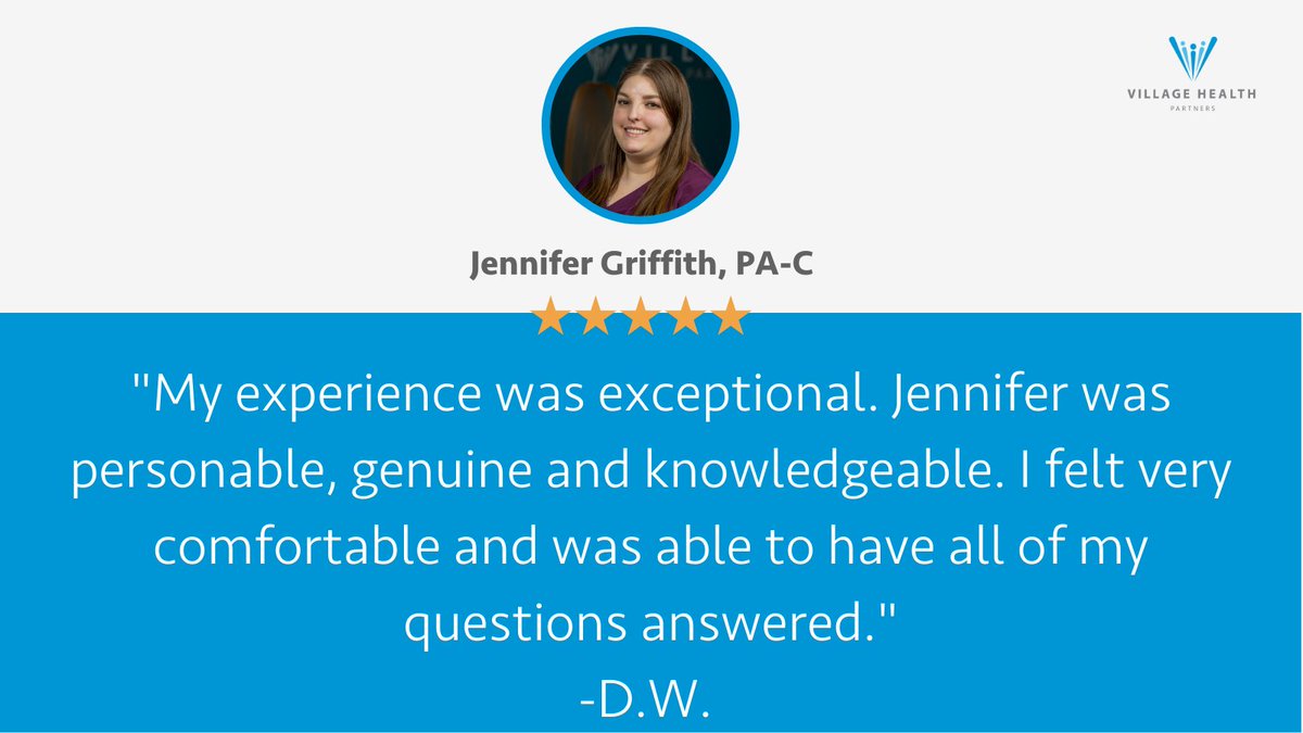 VHPDocs's tweet image. Are you ready to partner with a provider who is committed to serving you with the greatest degree of care and compassion? Discover how Jennifer approaches medicine and schedule an appointment at villagehealthpartners.com/jennifer-griff…. #FiveStarFriday #ThrivingTogether #PrimaryCareProvider