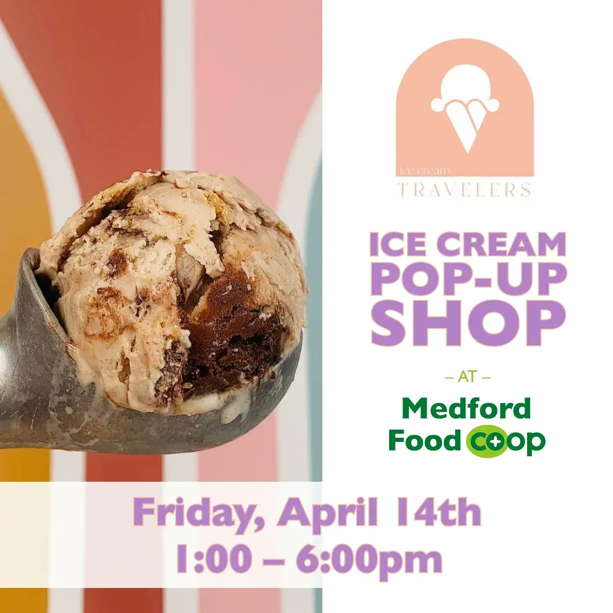 🍨 Join us for a pop-up shop with #TravelersIceCream TODAY Friday, April 14th from 1:00 - 6:00pm! Travelers Ice Cream features hand crafted gourmet flavors of #IceCream – including dairy and vegan options.

medfordfood.coop/calendar/pop-u… 

#medfordfoodcoop #eatbuylovelocal