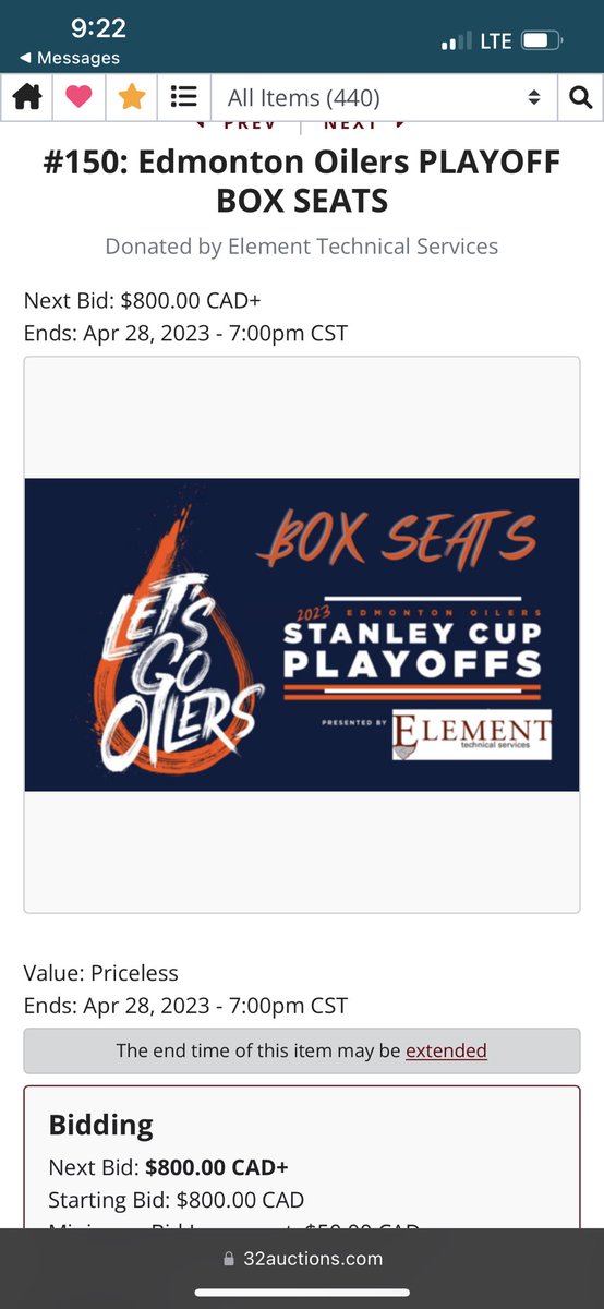 Rbirnie_Element's tweet photo. Box seats for Wednesday's Oilers playoff game. Bid here 👇.            https://t.co/hhNLPH2dbo https://t.co/98Z5QukgUb
