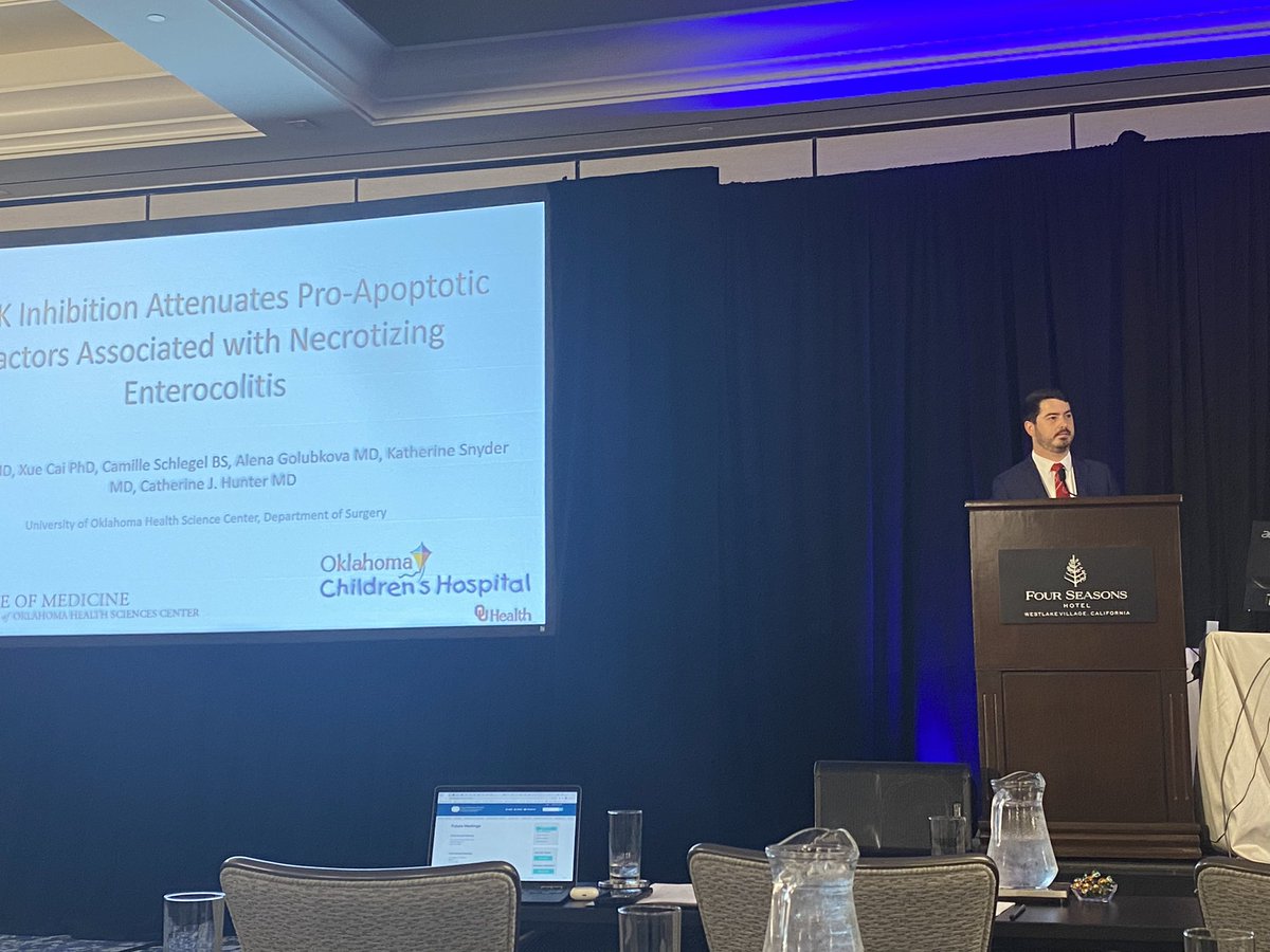 Dr. Leiva is rocking another presentation on how ROCK inhibition can attenuate apoptosis in NEC #proclivity for being outstanding, #leiva for president #sis2023