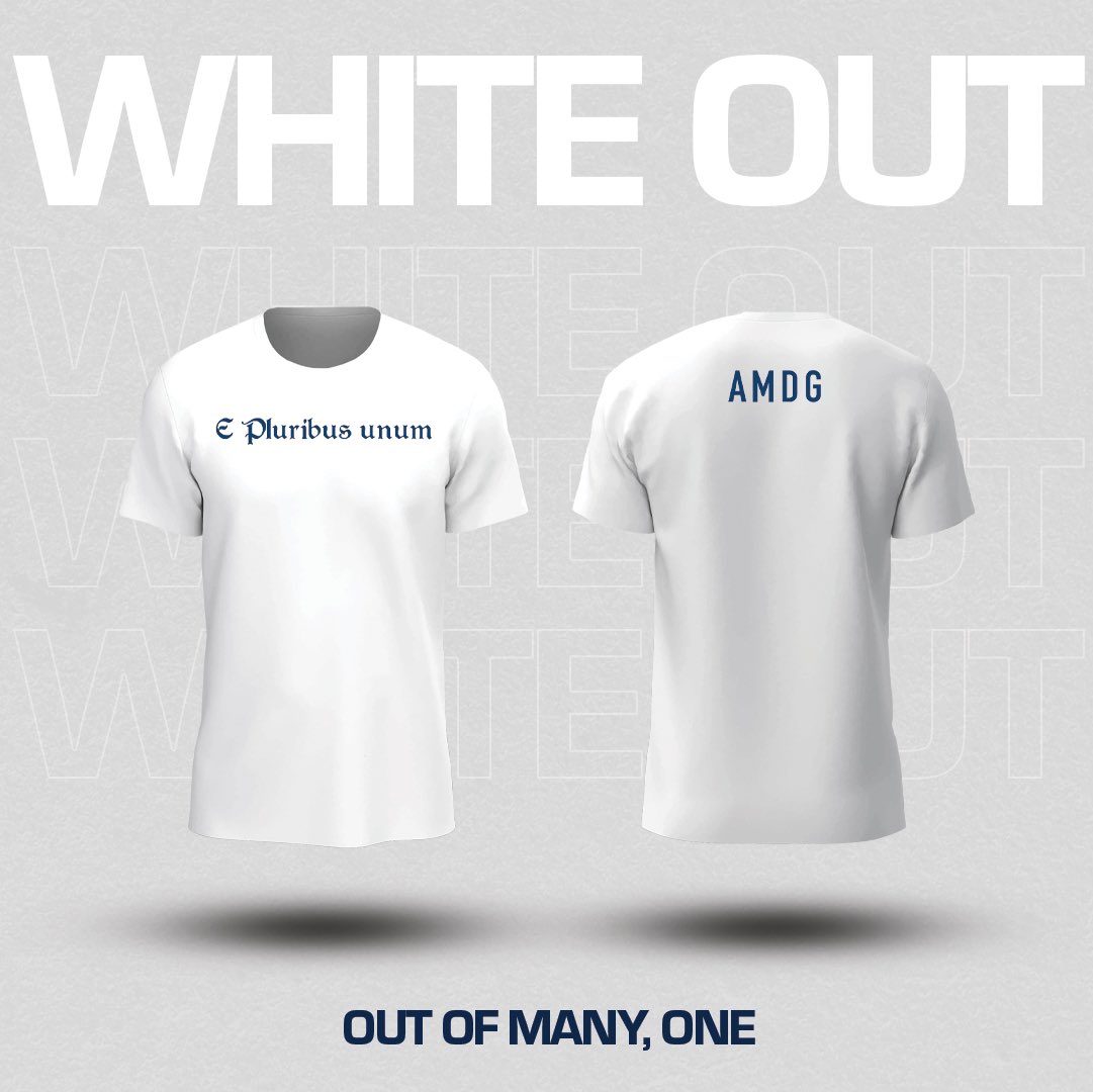 JesuitLacrosse's tweet photo. GAMEDAY: Jesuit takes on HP tonight (4/14) 7pm at Jesuit. White out game shirts will be available for the first 200 students #AMDG https://t.co/axpixRAgCi