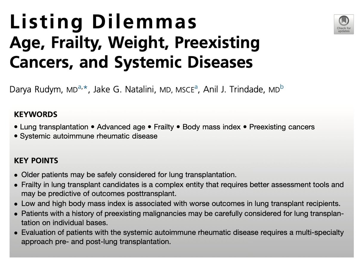 NYULangonePCCSM (@nyulangonepccsm) on Twitter photo Drs. Darya Rudym, <a href="/JakeNatalini/">Jake Natalini</a> & <a href="/AnilTrindadeMD/">Anil J. Trindade</a> discuss listing Dilemmas in #LungTransplant in Clinics in Chest Medicine
๐ bit.ly/41RYrZh
#ILD #frailty #cancer #ILD #pulmonary fibrosis #meded Drs. Darya Rudym, <a href="/JakeNatalini/">Jake Natalini</a> & <a href="/AnilTrindadeMD/">Anil J. Trindade</a> discuss listing Dilemmas in #LungTransplant in Clinics in Chest Medicine
๐ bit.ly/41RYrZh
#ILD #frailty #cancer #ILD #pulmonary fibrosis #meded